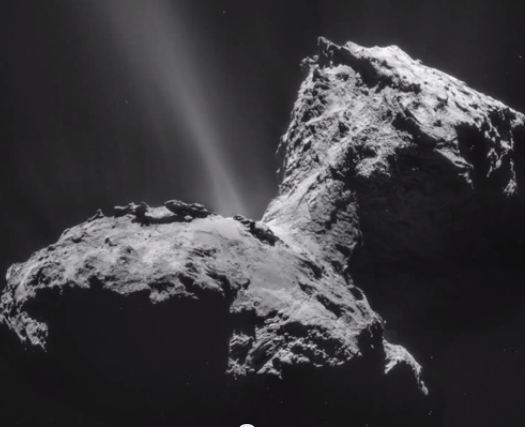 Comet 67P shoots jets of water vapor into space