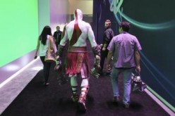 A man in character of Kratos the game's main character