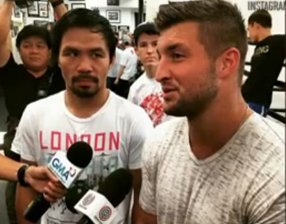 Tim Tebow visits Manny Pacquiao during training session