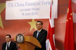 Chinese Premier Li Keqiang addresses delegates at the U.K.-China Financial Forum at Lancaster House in London, June 18, 2014. 