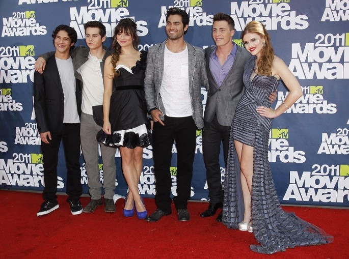 Cast of TV drama "Teen Wolf" arrives at the 2011 MTV Movie Awards in Los Angeles  June 5, 2011.