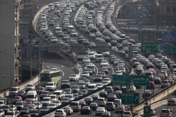 A general view of heavy traffic on a highway during the morning rush hours in Shanghai, March 26, 2012.