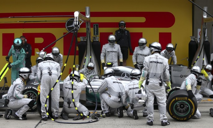 Mercedes Formula One driver Nico Rosberg of Germany pits during the Chinese F1 Grand Prix at the Shanghai International Circuit in 2014. 