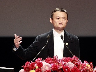 Alibaba Group Executive Chairman Jack Ma delivers a keynote speech at the Cross-Strait CEO Summit in Taipei last year. 