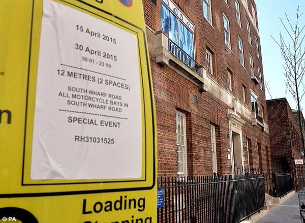 Parking Restriction Posted Outside St Mary's Hospital, London
