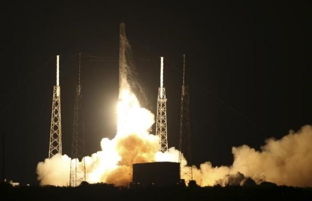 The unmanned Falcon 9 rocket launched by SpaceX on a cargo resupply service mission to the International Space Station lifts off from the Cape Canaveral Air Force Station in Florida, Jan. 10, 2015.