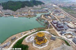 A bird's-eye view of a replica of the Old Summer Palace, also known as Yuanmingyuan, in Hengdian, East China's Zhejiang Province, which will partially open in May.