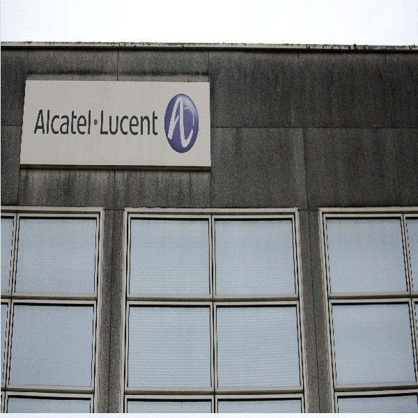 The logo of the telecom equipment maker Alcatel-Lucent is seen on the company site building in Rennes, western France.