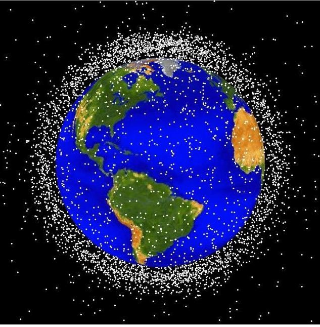 Space debris map from NASA shows the locations of some of the junk orbiting the Earth