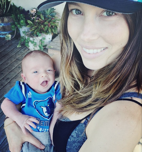 Silas Timberlake is seen here with his celeb mother Jessica Biel.