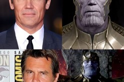 James Brolin as Thanos (top) and wearing the Infinity Gauntlet with a Thanos poster behind him (below) at ComicCon