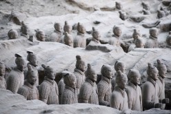 Hundreds of Terracotta warriors, which were unearthed during the first excavation from 1978 to 1984, stand inside the No.1 pit at a museum in Xi'an, Shaanxi Province, June 10, 2009.