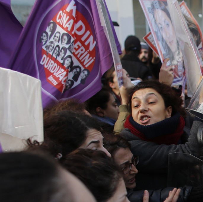 Women protesting for equal rights in Istanbul. 