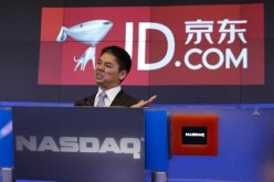 Richard Liu, CEO and founder of China's e-commerce company JD.com, at the opening bell of the NASDAQ Market Site building at Times Square in New York in May 2014.