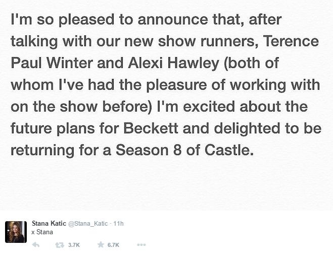 Stana Katic Signs 'Castle' Season 8 Contract