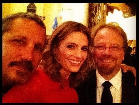 Stana Katic with Rob Bowman and "Castle" creator Andrew W. Marlowe 