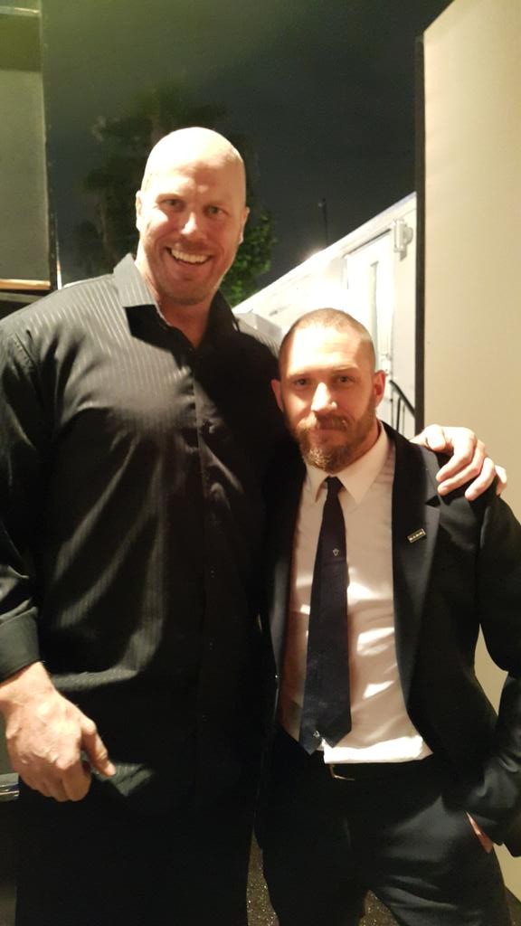 Cast Of 'Mad Max: Fury Road', Nathan Jones And Tom Hardy, Hanging Out At After Party