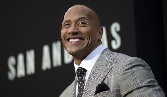 Cast member Dwayne Johnson poses at the premiere of "San Andreas"' in Hollywood, California, May 26, 2015.