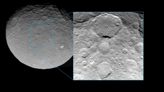 A new view of Ceres' surface shows finer details coming into view as NASA's Dawn spacecraft spirals down to increasingly lower orbits.