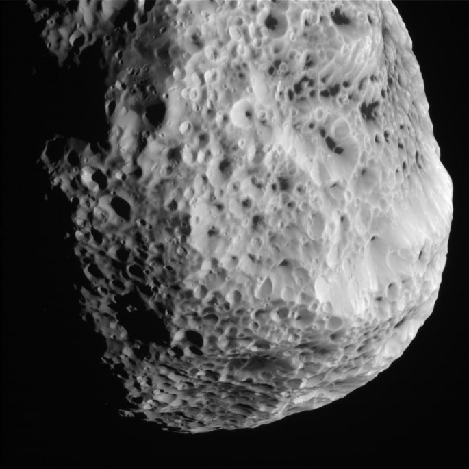 This raw, unprocessed image of Hyperion was taken on May 31, 2015 and received on Earth June 1, 2015.