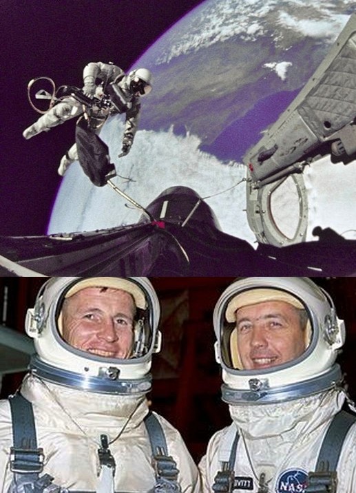 Ed White becomes the first American to walk in space. White and James McDivitt, the crew of Gemini 4