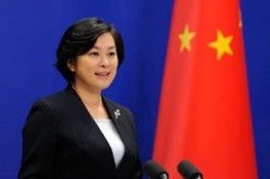 Hua Chunying, a spokesperson for the Chinese Foreign Ministry, answers media queries in a daily briefing.