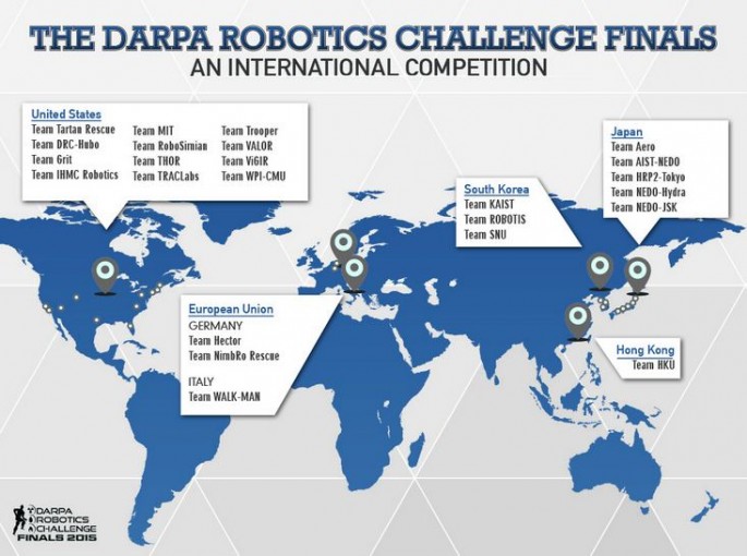 DARPA robotics challenge competing countries