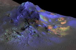 Researchers have found deposits of impact glass preserved in Martian craters, including Alga Crater, shown here. 