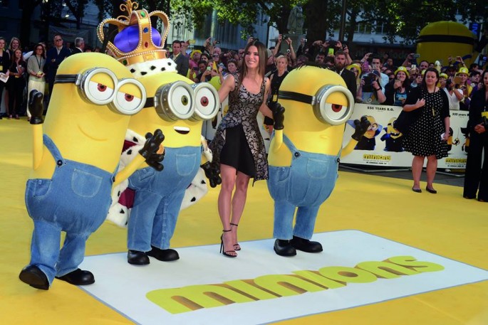 Sandra Bullock with the "Minions" characters at the recent premiere event in London, United Kingdom.