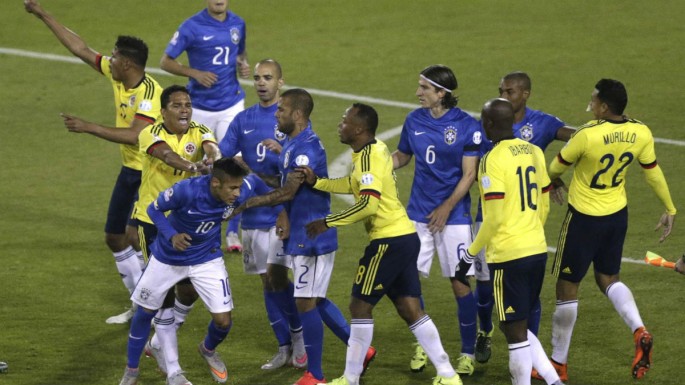 Neymar-triggered mass brawl after Colombia's win over Brazil in the 2015 Copa America.