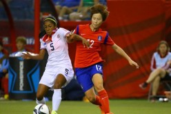 South Korea's Yoo Younga (#12) against Costa Rica.