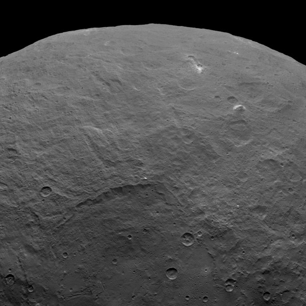 NASA's Dawn spacecraft took this image, which includes an interesting mountain in the upper right, on June 6, 2015. 