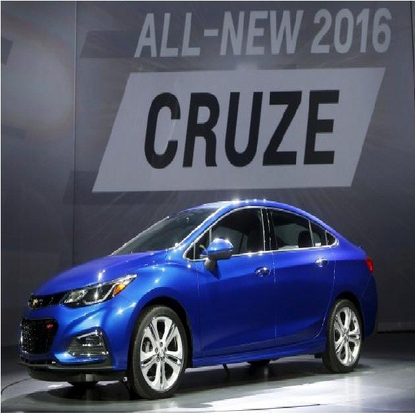 General Motors introduces the new 2016 Chevy Cruze vehicle at the Filmore Theater in Detroit, Michigan June 24, 2015.