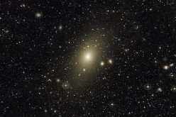 The huge halo around giant elliptical galaxy Messier 87 appears on this very deep image. An excess of light in the top-right part of this halo, and the motion of planetary nebulae in the galaxy, are the last remaining signs of a medium-sized galaxy that r