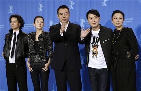 (L-R) Ando Masanobu, Zhang Ziyi, director Chen Kaige, Leon Lai and Chen Hong at the 59th Berlinale film festival in Berlin, Feb. 10, 2009.