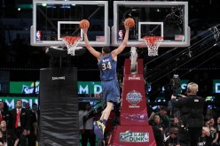 JaVale McGee during the 2011 slam dunk contest