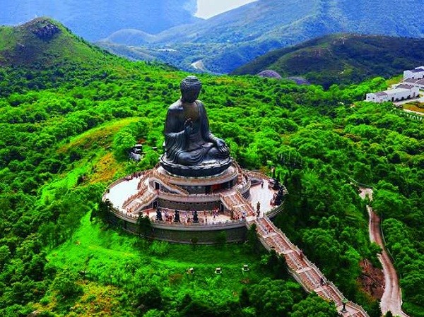 Tourists flock to the Tian Tan Buddha in Hong Kong's Lantau Island.