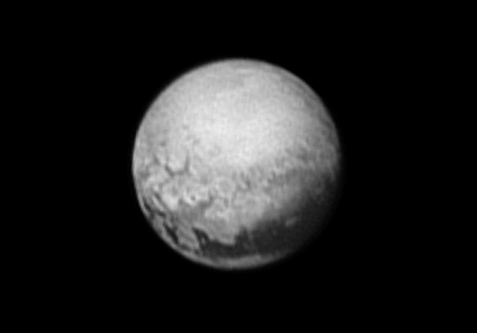 Tantalizing signs of geology on Pluto are revealed in this image from New Horizons taken on July 9, 2015 from 3.3 million miles (5.4 million kilometers) away.