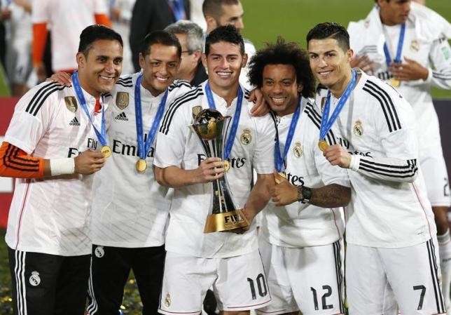 Real Madrid's players won their FIFA Club World Cup final football match against San Lorenzo in December 2014.