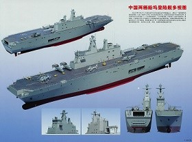 An illustration of China's new Type 075-class amphibious landing helicopter assault ship presented by an artist.