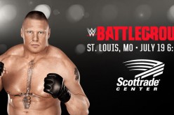 Brock Lesnar on the cover of the WWE Battleground 2015 event scheduled for Sunday July 19. 