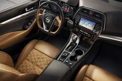 Interior display of the 2016 Nissan Maxima luxury sedan. 