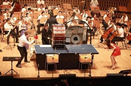 The Ping Pong concerto is a unique way to combine the rhythms of sport and music.
