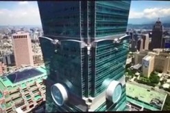 A still from the video footage recorded by the drone, a Phantom 3 model, shortly before it hit the Taipei 101 building on July 21, 2015.