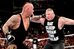 Brock Lesnar vs. The Undertaker during WrestleMania 30 main event. 