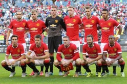 Manchester United players pose for a team picture ahead of their preseason friendly against Club America.
