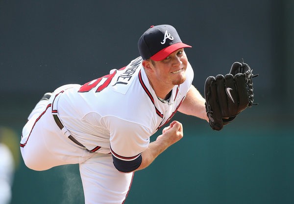 Craig Kimbrel celebrates after leading the National League in saves for the second consecutive season, converting 42 of 45 in 2012.