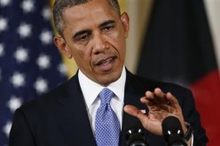 U.S. President Barack Obama is photographed speaking about Medicare in a conference.