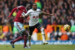 Tottenham's Danny Rose (R) in action with West Ham's Cheikhou Kouyate.