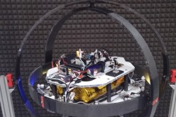 The Asteroid Prospector Flyer prototype in a testing gimbal.